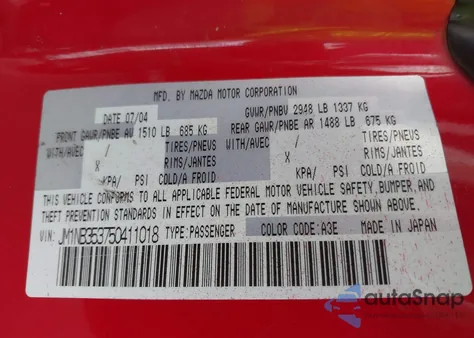 2005 Mazda Mx-5 Miata Cloth из США, поврежденный, VIN JM1NB353750411018